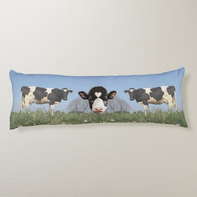 Coussins Longs Vaches de campagne et visage de vache personnalisa (Dos)