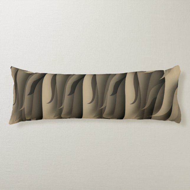 Coussins Longs Vague d'art moderne brun et beige (Devant)