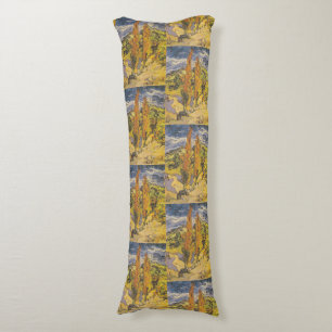 Coussins Longs Van Gogh Deux Peupliers - Art de la nature jaune v