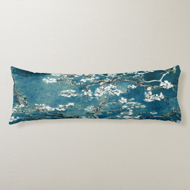 Coussins Longs Van Gogh Floraison d'Amandier Sarcelle Foncé (Devant)