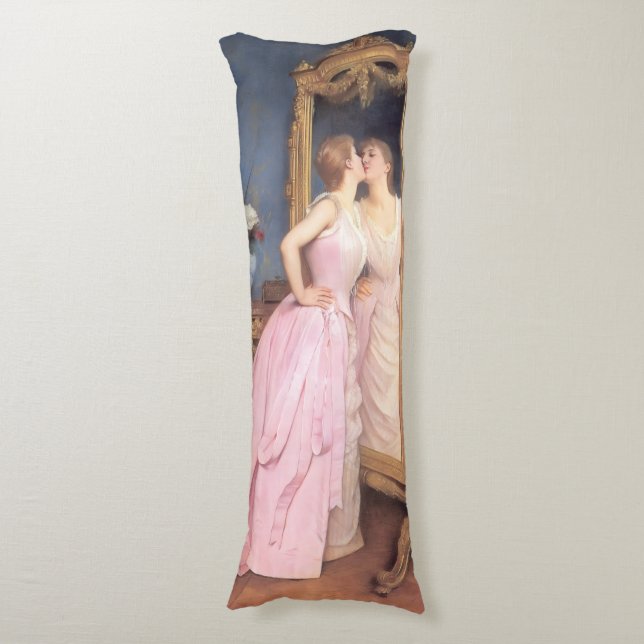 Coussins Longs Vanité (Belle femme devant un miroir) (devant Vertical)