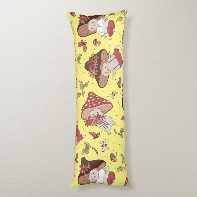Coussins Longs Vegan People Life - Motif Champignon (Dos (Vertical))