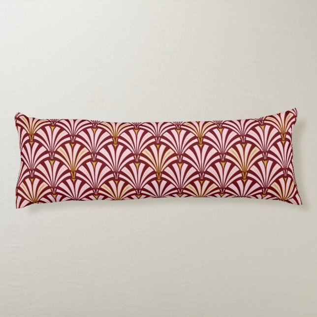 Coussins Longs Ventilateur Art déco motif - rose et bordeaux (Dos)