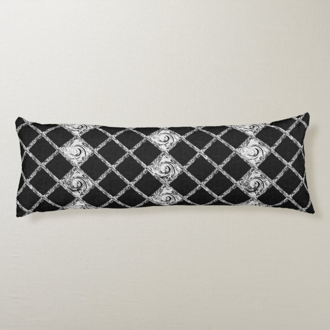 Coussins Longs vérifier le motif noir blanc (Dos)
