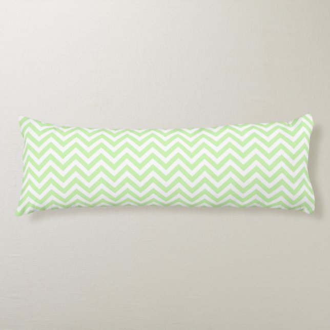 Coussins Longs Vert de céleri, grand motif de zigzag blanc de (Devant)