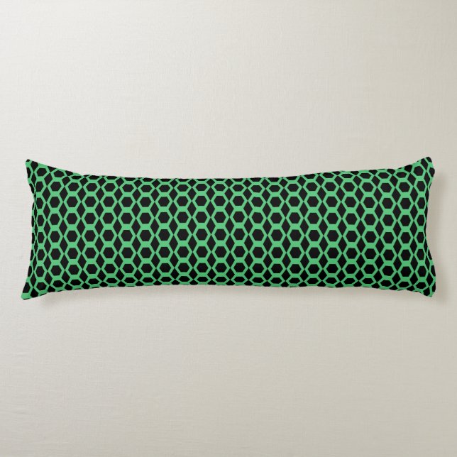 Coussins Longs Vert émeraude motif hexagone noir (Devant)