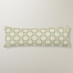 Coussins Longs Vert esthétique À damiers tournesol Motif Y2K