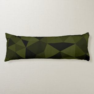 Coussins Longs Vert foncé de l'armée noir motif de maille géométr