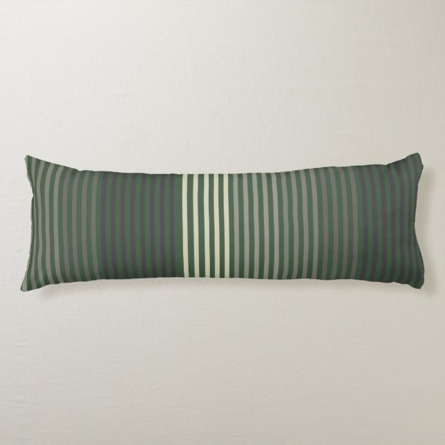 Coussins Longs Vert, Gris, Noir, Rayures Crème (Devant)