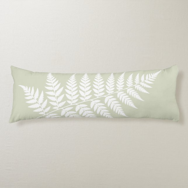 Coussins Longs Vert sauge clair fougère blanche simplement raffin (Devant)