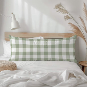 Coussins Longs Vert sauge de ferme rustique à carreaux gingham