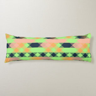 Coussins Longs vert, saumon, géométrique orange