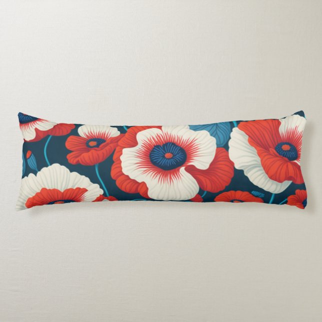 Coussins Longs Vibrant Red Poppy Floral  (Devant)