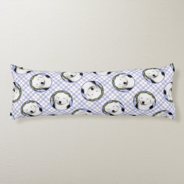 Coussins Longs Vieux anglais Sheepdog Puppy Painpy Pet Dog Art (Devant)