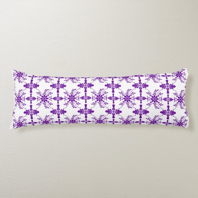 Coussins Longs Vieux floral anglais pourpre et blanc (Devant)
