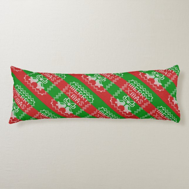 Coussins Longs Vilain pull motif sonnettes Joyeux fils Xmas (Devant)