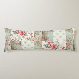 Coussins Longs Vintage Chic Pastel Chic Pastel Green Florals Patc