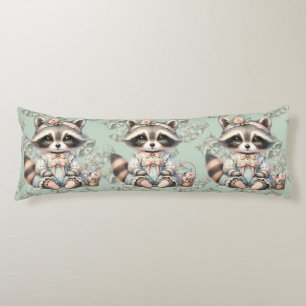 Coussins Longs Vintage habillé Cottagecore Raccoon Pastel
