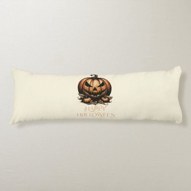 Coussins Longs Vintage heureux citrouille Halloween (Devant)