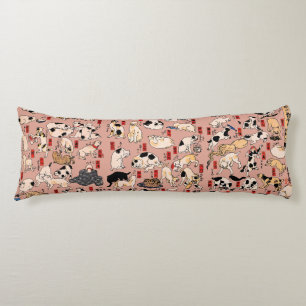 Coussins Longs Vintage japonais motif de chat Ukiyo-e : Kuniyoshi
