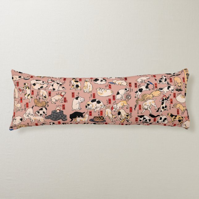 Coussins Longs Vintage japonais motif de chat Ukiyo-e : Kuniyoshi (Devant)