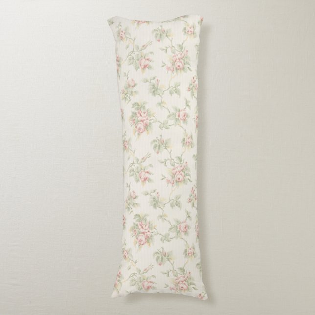 Coussins Longs Vintage Pink Rose Cottagecore Floral Pattern (Devant (Vertical))