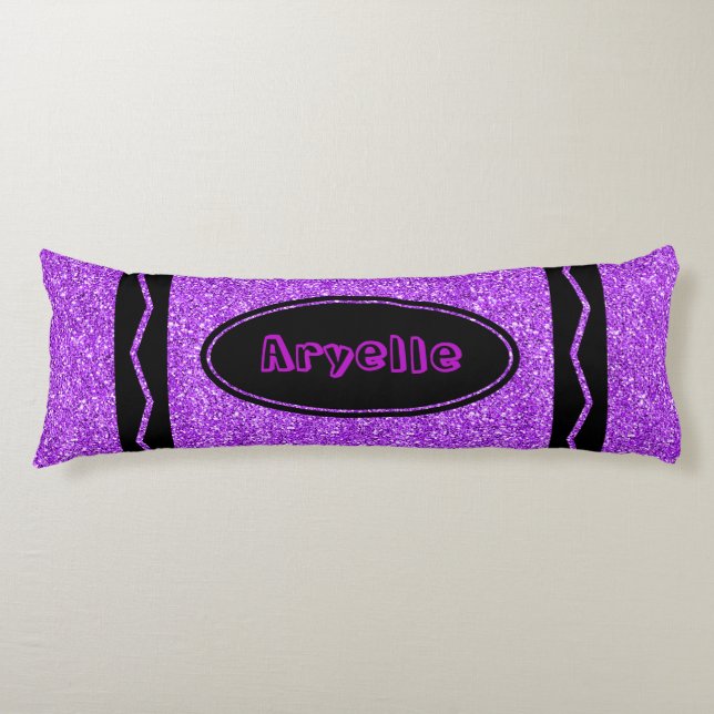 Coussins Longs Violet Violet Parties scintillant Crayon Votre nom (Devant)