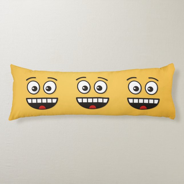 Coussins Longs Visage souriant avec bouche ouverte (Devant)