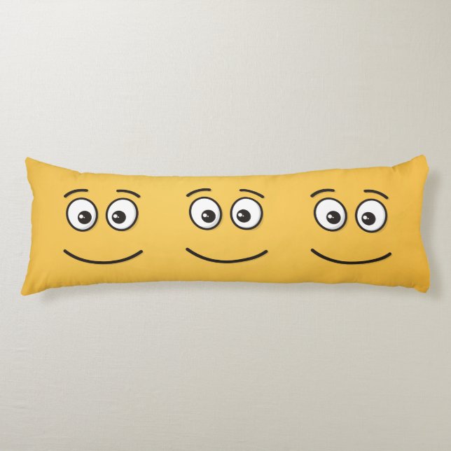 Coussins Longs Visage souriant avec yeux ouverts (Devant)