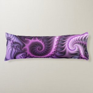 Coussins Longs Vivid Cool Abstrait rose violet Fractal Art Spiral