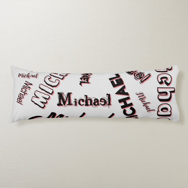 Coussins Longs Votre nom motif monogramme rose couleur ombre (Devant)
