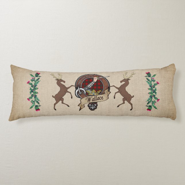 Coussins Longs Wallace Clan Badge & Tartan (Devant)