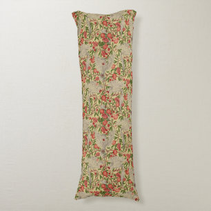 Coussins Longs Walter Crane Cacatoès blanc Grenade rouge Art