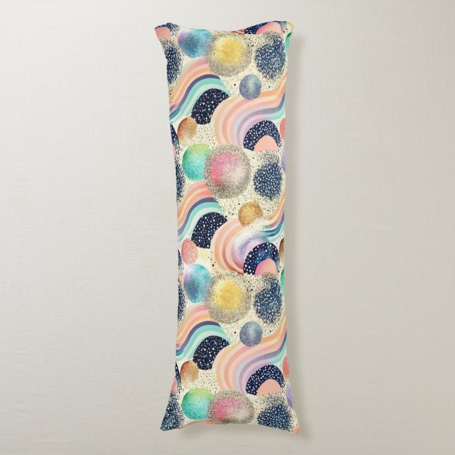 Coussins Longs Whimsical Pastel Rainbow Waves & Parties scintilla (Devant (Vertical))