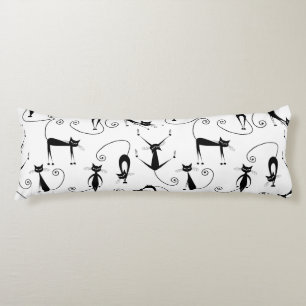 Coussins Longs Whimsical Skinny Motif de chat noir