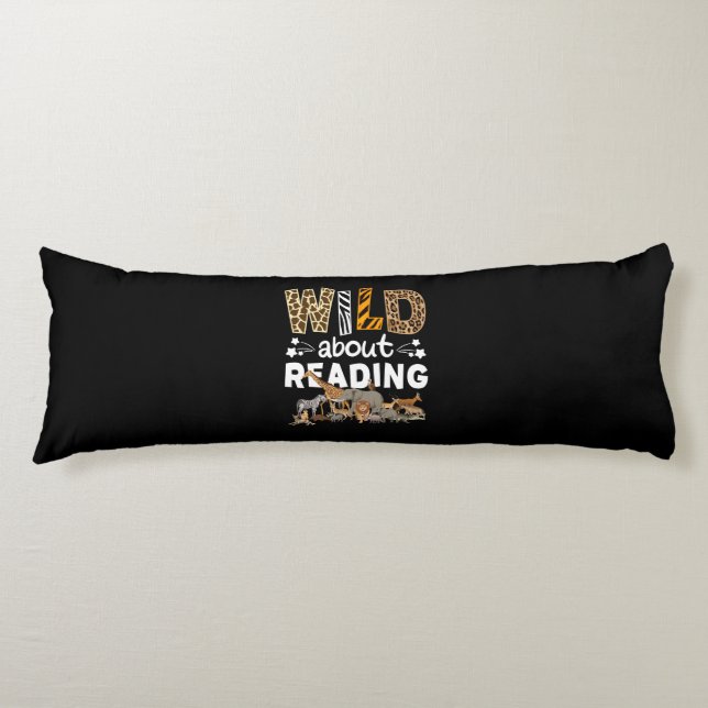 Coussins Longs Wild About Reading Books And Bookworm Library (Devant)