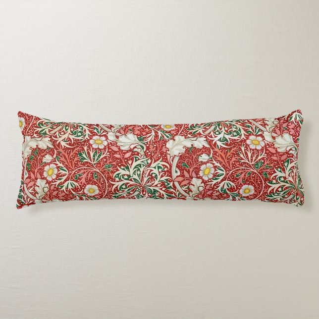 Coussins Longs William Morris Algue Antique Fleur Rouge Vert (Devant)