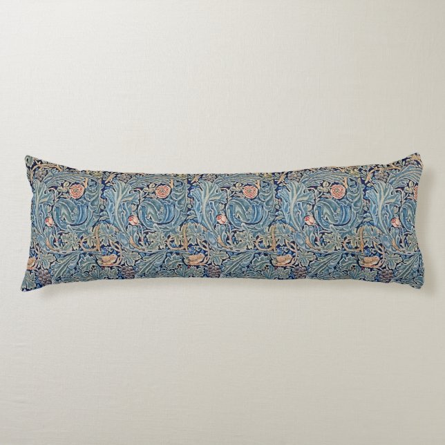 Coussins Longs William Morris Beau motif floral bleu rose (Devant)