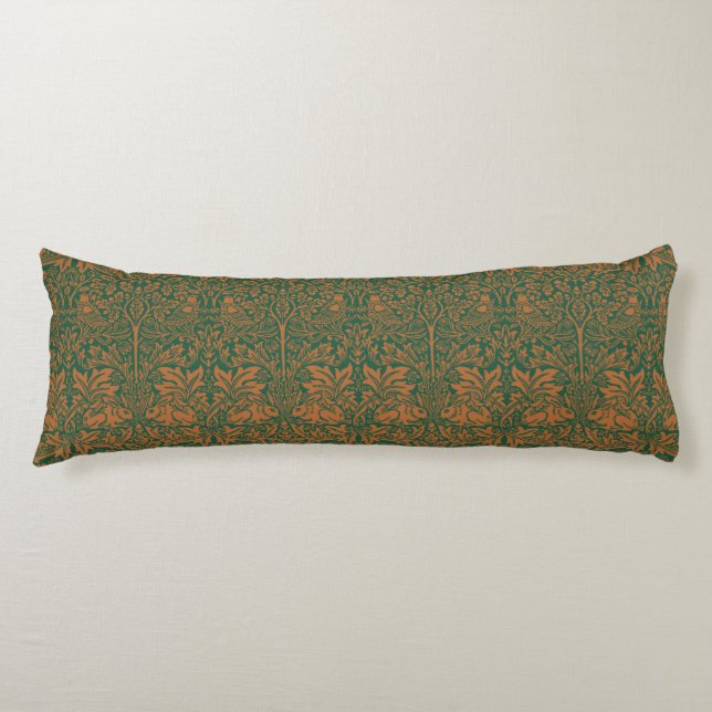 Coussins Longs William Morris Frère Lapin Motif Ambre Noir (Devant)