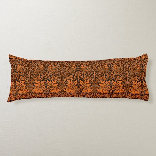 Coussins Longs William Morris Frère Lapin Motif Noir Rouille (Devant)