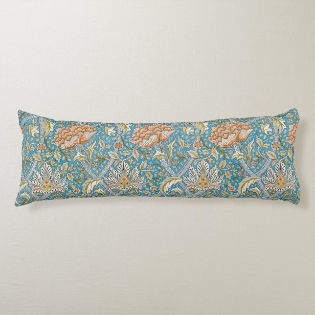 Coussins Longs William Morris motif floral Windrush bleu (Devant)