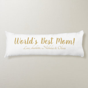 Coussins Longs World’s Best Mom gold custom script mignon