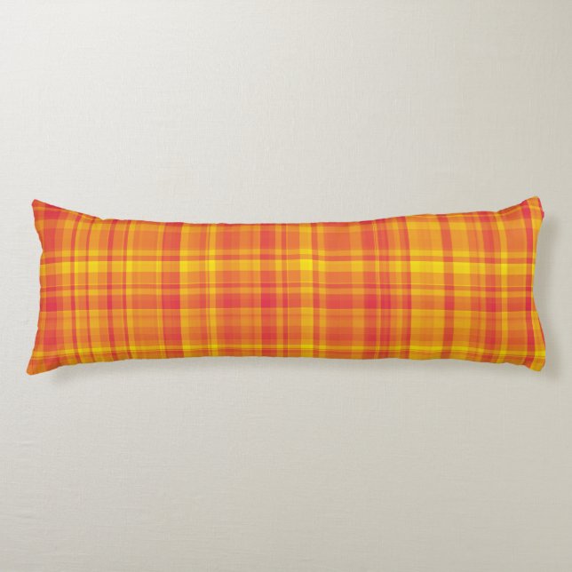 Coussins Longs Yellow Orange Plaid Pattern (Devant)