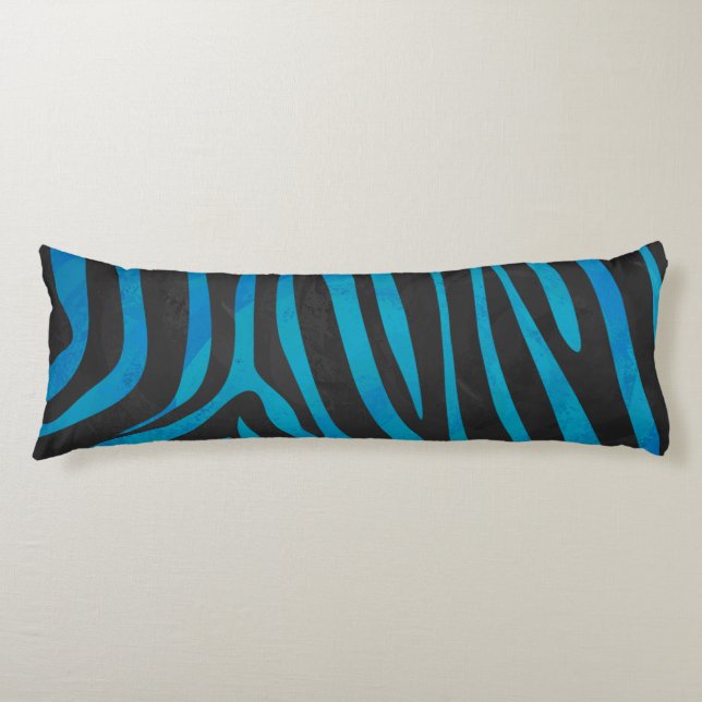 Coussins Longs Zebra Black et Blue Print (Devant)
