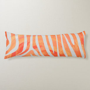 Coussins Longs Zebra Orange and White Print