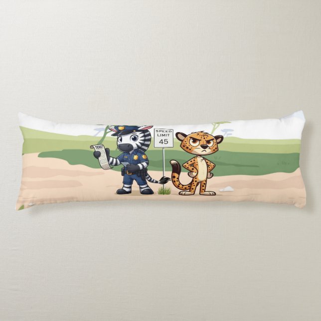 Coussins Longs zèbre et guépard de police mignons (Devant)