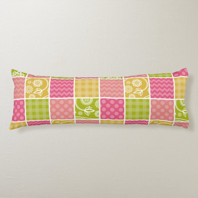 Coussins Longs Zigzag, Chevron, Pois, En vichy, Patchwork (Devant)