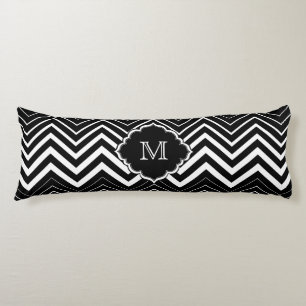 Coussins Longs Zigzag noir et blanc monogramme Chevron