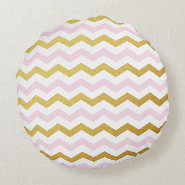 Coussins Motifs ronds Gold et Pink Chevron (Dos)