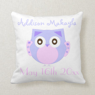 Coussins personnalisés par hibou de bébé